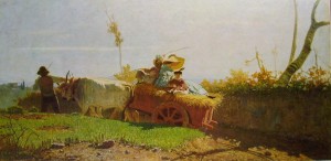 Vincenzo Cabianca: Il ritorno dai campi, cm. 75 x 151, collezione privata